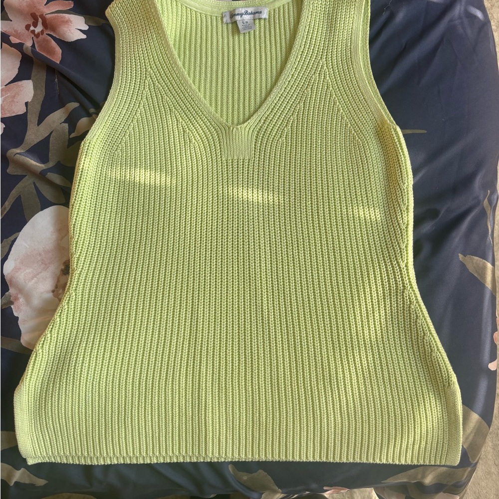 Tommy Bahama Light Green Ribbed Knit Top